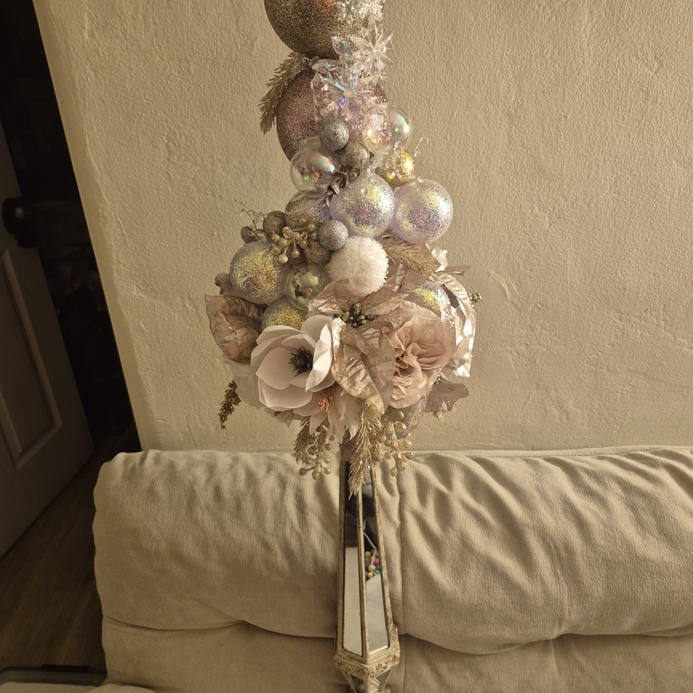 Elegant Silver and Pink Holiday Decoration